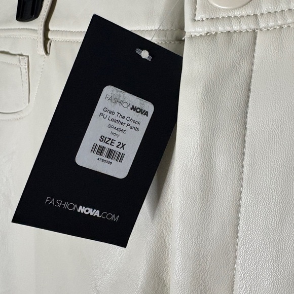 Fashionnova 2X Grab The Check PU Leather Pants - Ivory - Picture 5 of 7